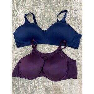 SET (2) Torrid Curve Sz 46C 360 Back Smoothing Lightly Lined & Everyday Bra Blue